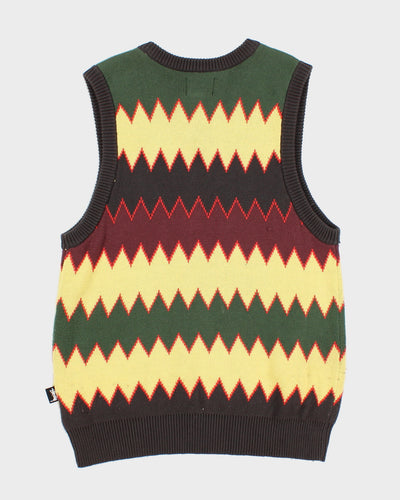 Womens Brown and Yellow Stussy Knit Vest - L