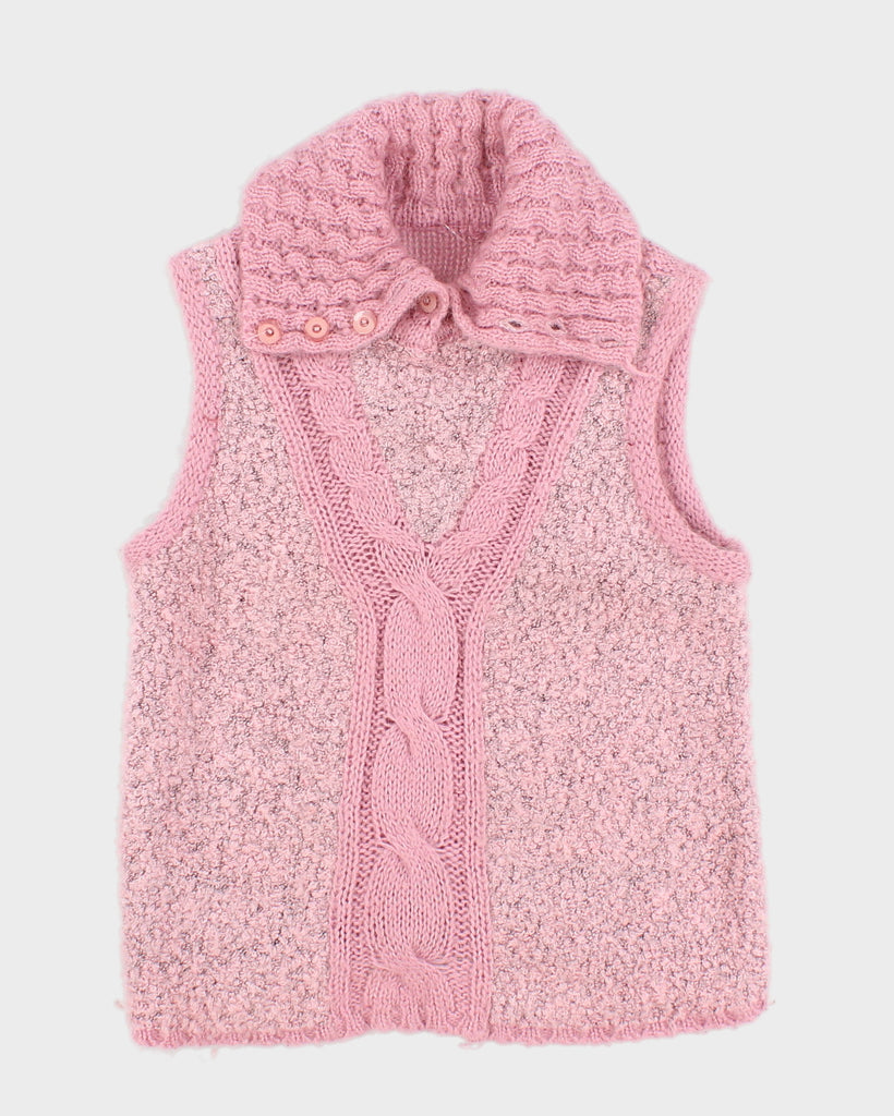 Womens Pink Chunky Knit Vest - S – Rokit