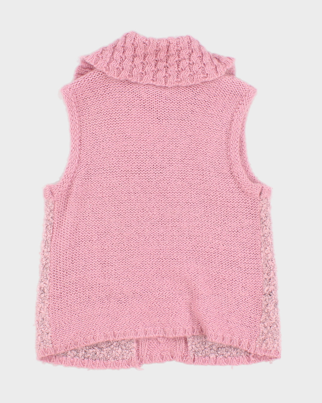 Womens Pink Chunky Knit Vest - S