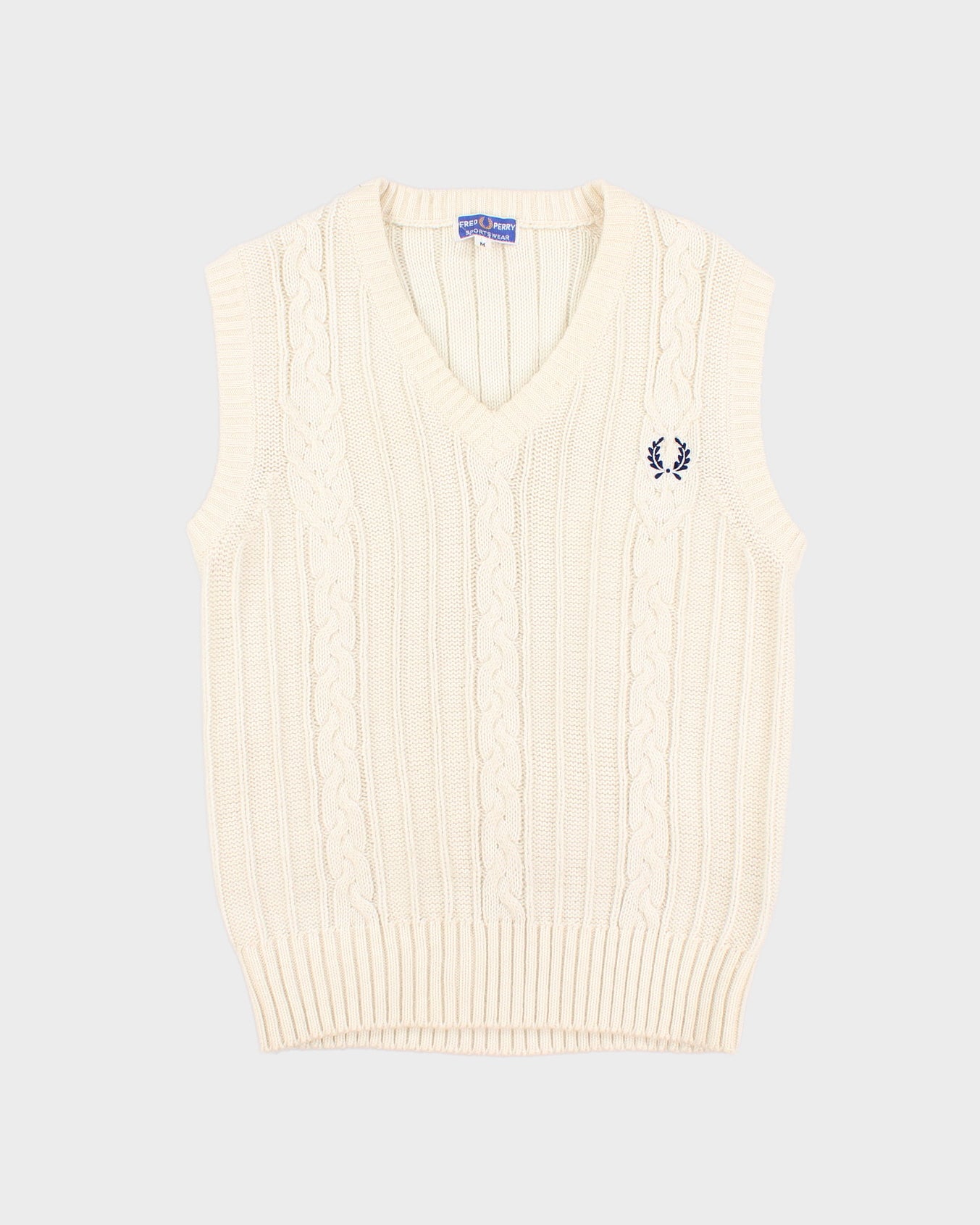 Womens White Fred Perry Knit Vest - M