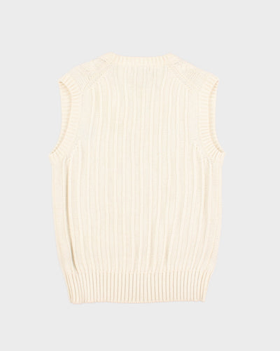 Womens White Fred Perry Knit Vest - M