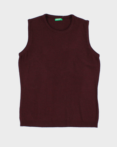 Womens Burgundy United Colours of Benetton Pure Wool Vest - L