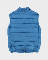 Womens Blue Puffy Burberry Zip Up Vest - M