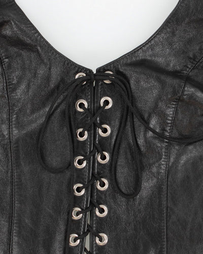 Women's Vintage Pleather Corset Vest - M