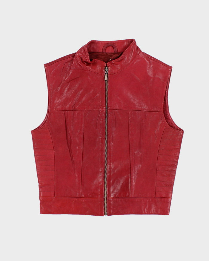 Women's Vintage 90s Red Leather Vest - S