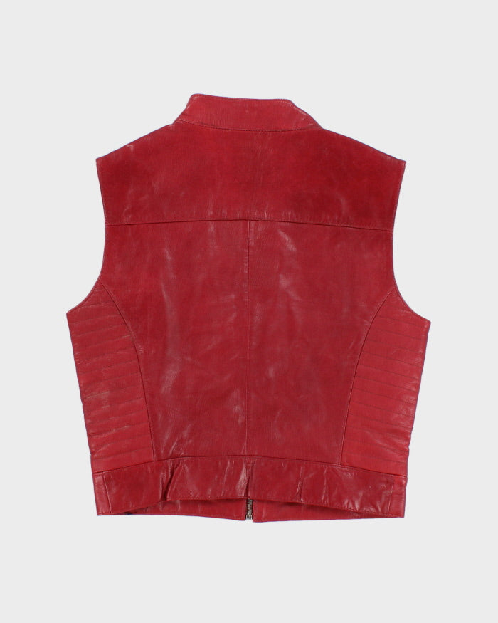 Women's Vintage 90s Red Leather Vest - S