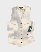 Deadstock With Tags Ralph Lauren 100% Cotton Striped Vest - L