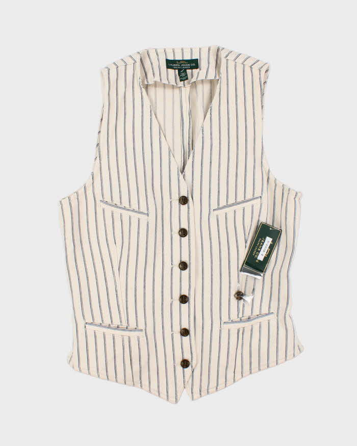 Deadstock With Tags Ralph Lauren 100% Cotton Striped Vest - L
