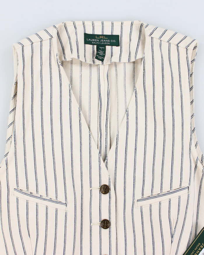 Deadstock With Tags Ralph Lauren 100% Cotton Striped Vest - L