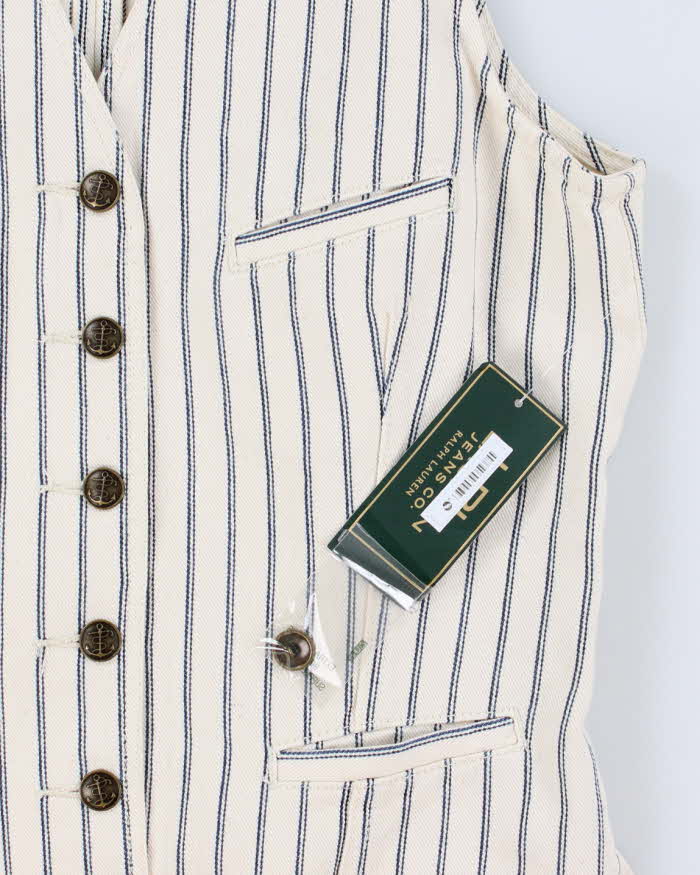 Deadstock With Tags Ralph Lauren 100% Cotton Striped Vest - L