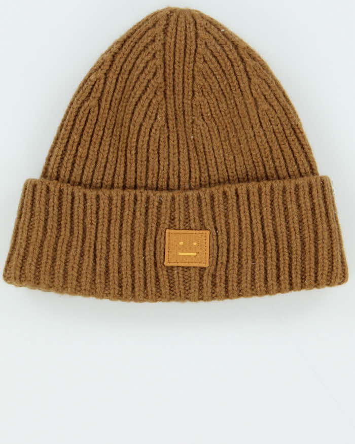 Vintage Brown Acne Studios Mini Pansy Face Wool Beanie - Youth / 55cm