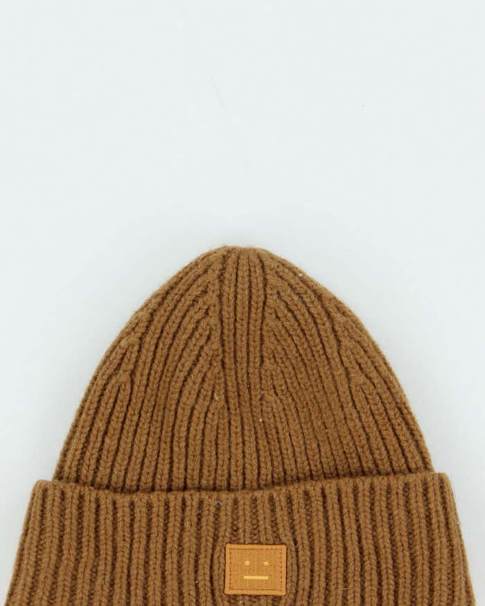 Vintage Brown Acne Studios Mini Pansy Face Wool Beanie - Youth / 55cm