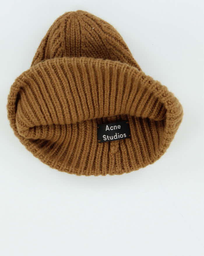 Vintage Brown Acne Studios Mini Pansy Face Wool Beanie - Youth / 55cm