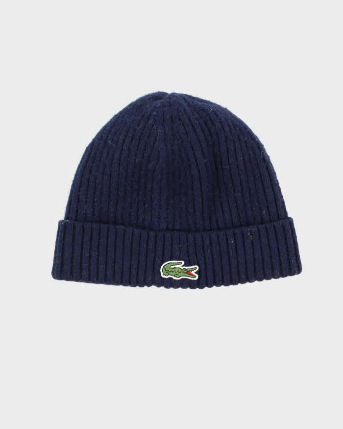Vintage Lacoste Navy Ribbed Wool Beanie - O/S