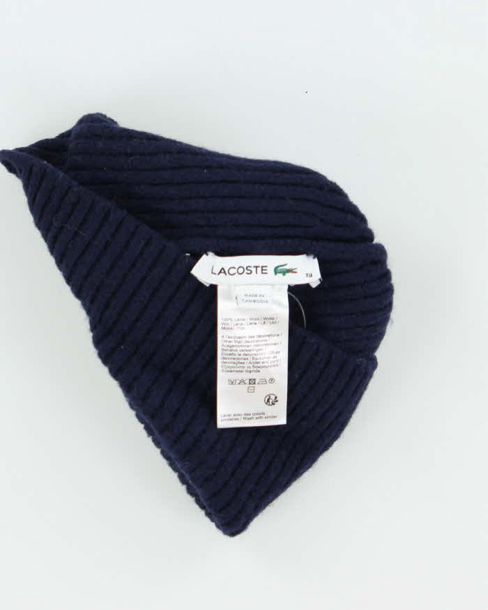 Vintage Lacoste Navy Ribbed Wool Beanie - O/S
