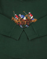 DS Polo Ralph Lauren Forest Green Heavyweight Triple Big Pony #3 Pullover Hoodie - Youth M/10-12
