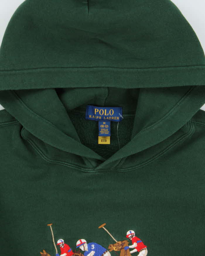 DS Polo Ralph Lauren Forest Green Heavyweight Triple Big Pony #3 Pullover Hoodie - Youth M/10-12