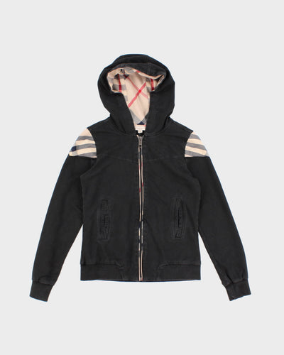 Girls Black Zip Up Burberry Hoodie