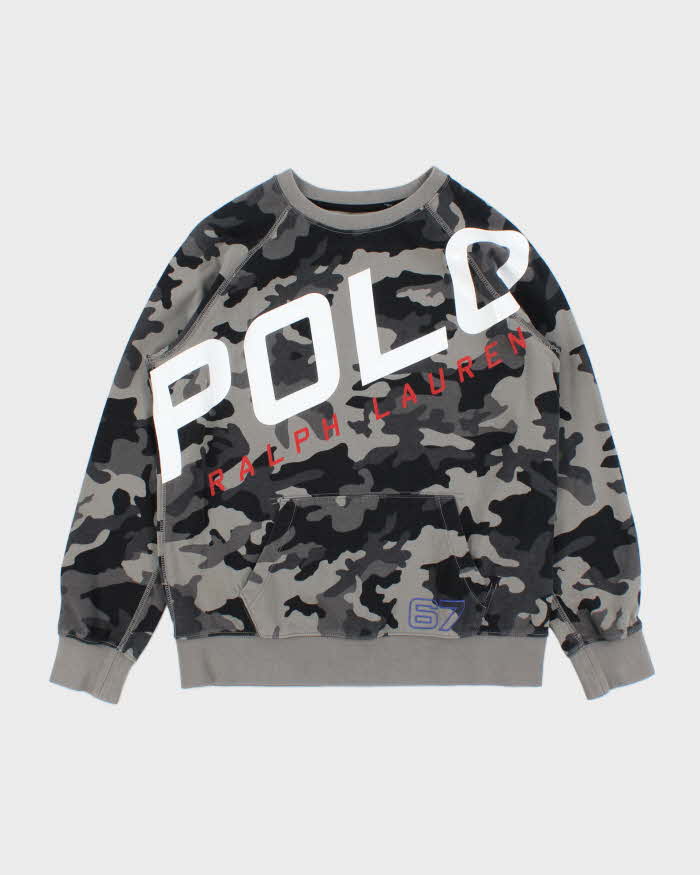 Vintage Polo Ralph Lauren 67 Camo Crewneck Sweatshirt - Youth L