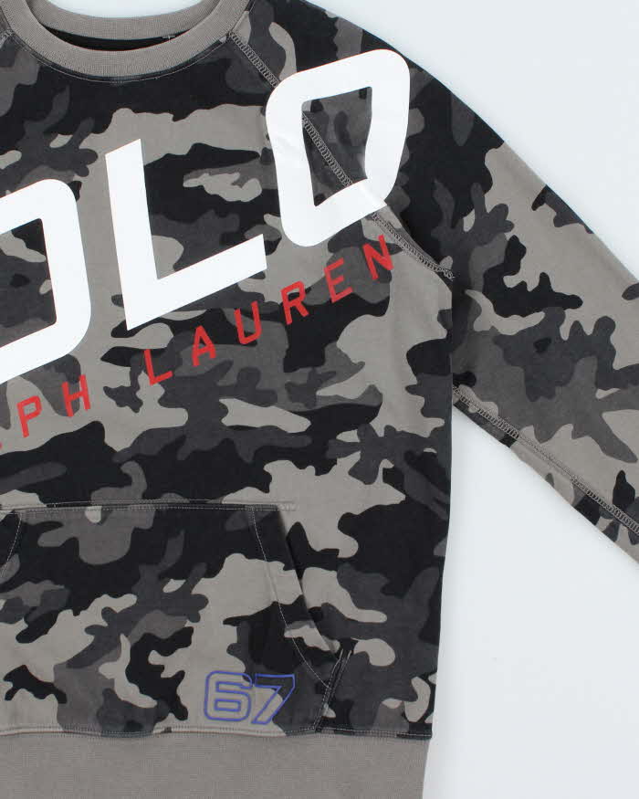Vintage Polo Ralph Lauren 67 Camo Crewneck Sweatshirt - Youth L