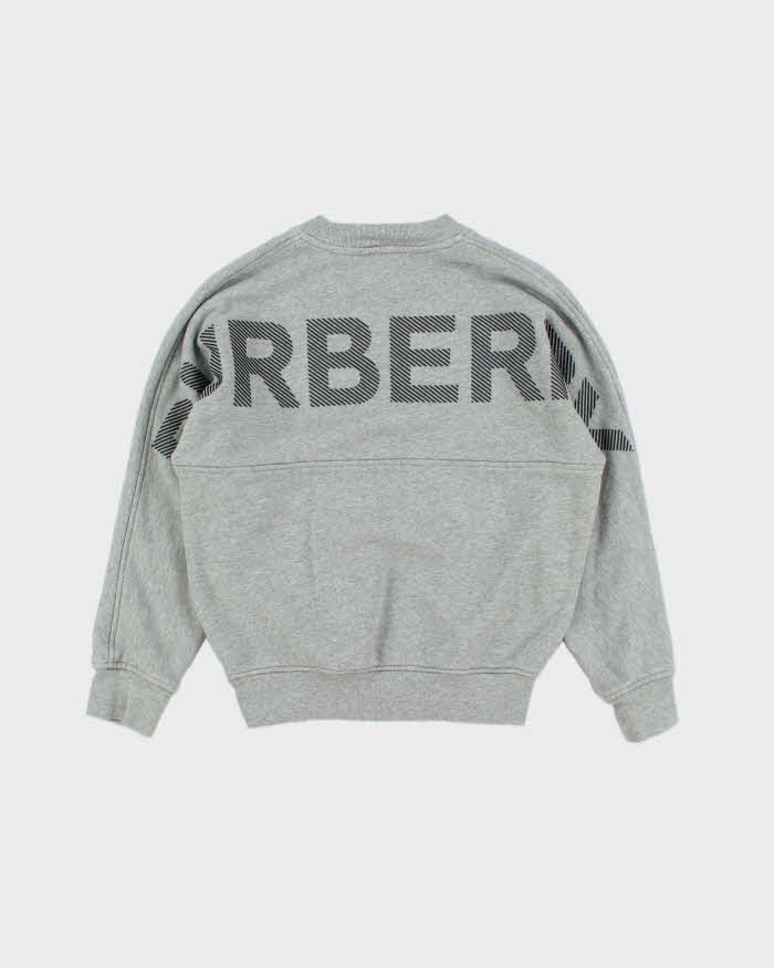 Burberry Grey Marl Shoulder Spell Out Crewneck Sweatshirt - Youth M