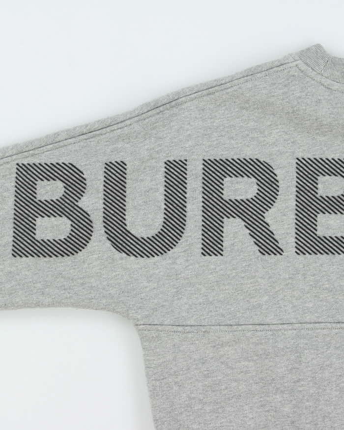 Burberry Grey Marl Shoulder Spell Out Crewneck Sweatshirt - Youth M