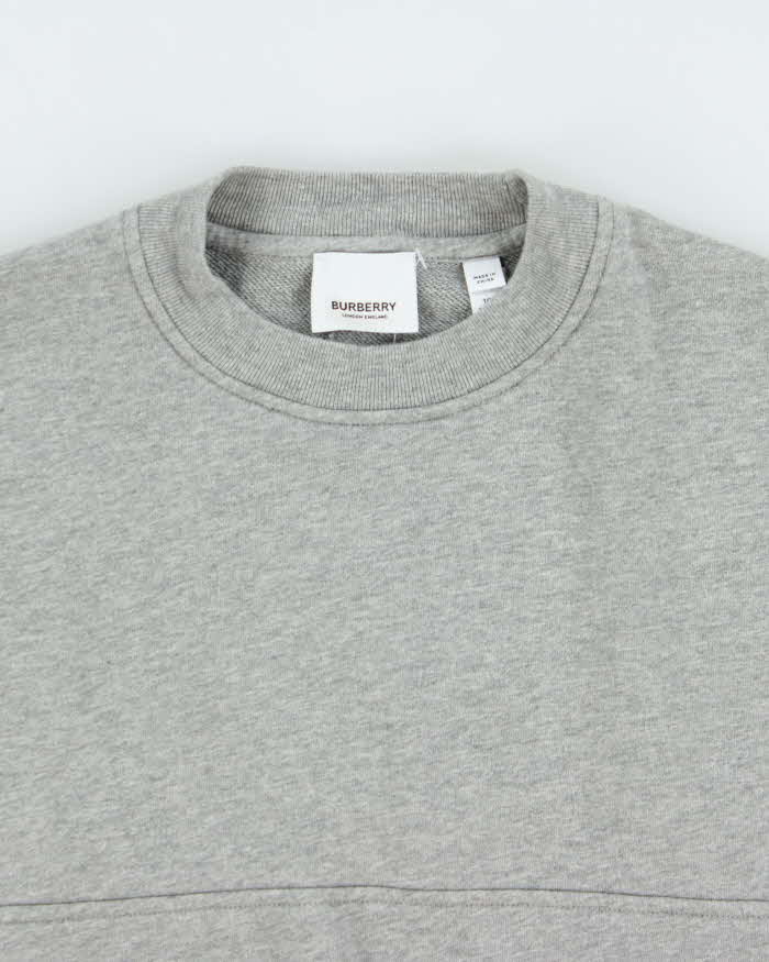 Burberry Grey Marl Shoulder Spell Out Crewneck Sweatshirt - Youth M