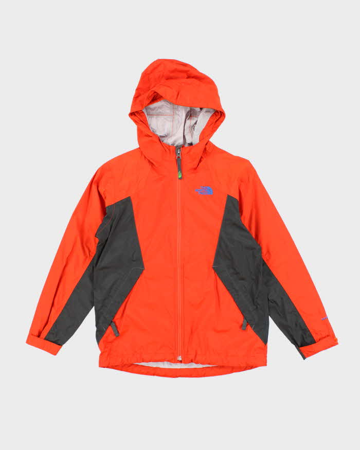 Boy's The North Face Orange and Black Hooded Windbreaker - M