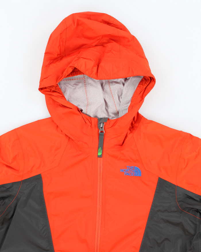 Boy's The North Face Orange and Black Hooded Windbreaker - M