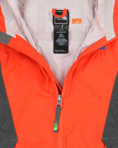 Boy's The North Face Orange and Black Hooded Windbreaker - M