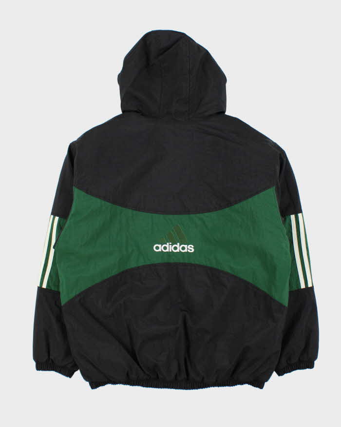 Vintage 1990s Adidas Two Tone Quilted Hooded Jacket - Youth L