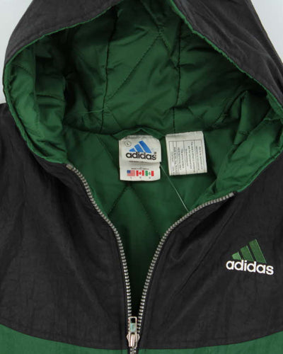 Vintage 1990s Adidas Two Tone Quilted Hooded Jacket - Youth L