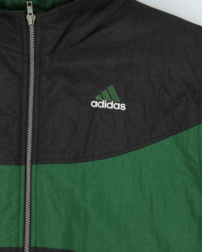 Vintage 1990s Adidas Two Tone Quilted Hooded Jacket - Youth L