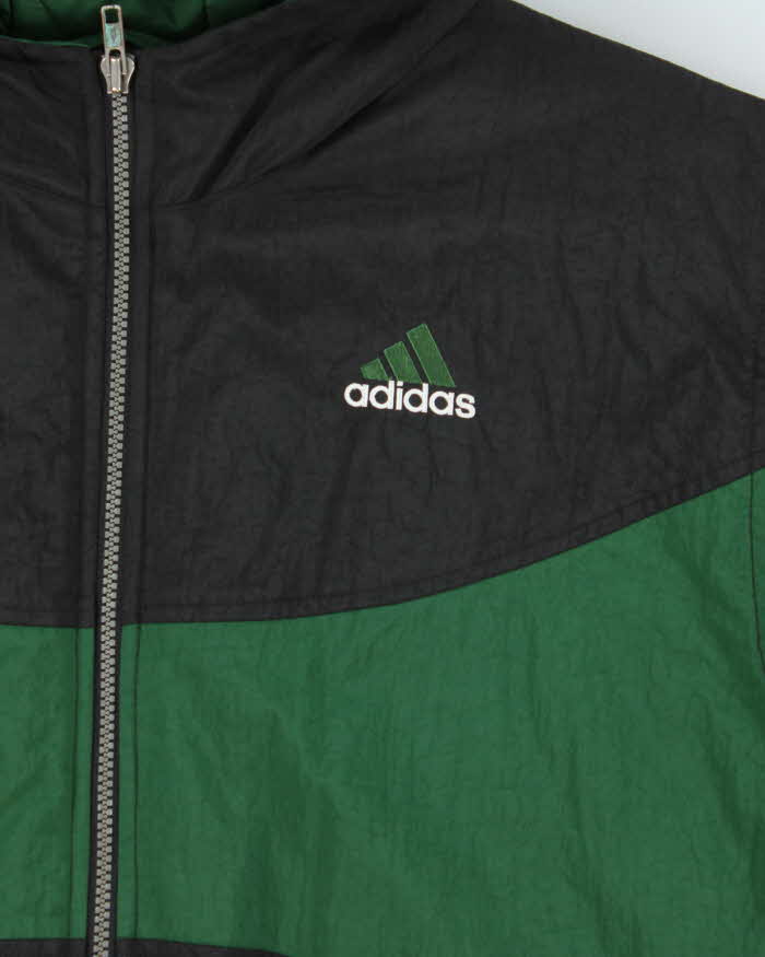 Vintage 1990s Adidas Two Tone Quilted Hooded Jacket - Youth L