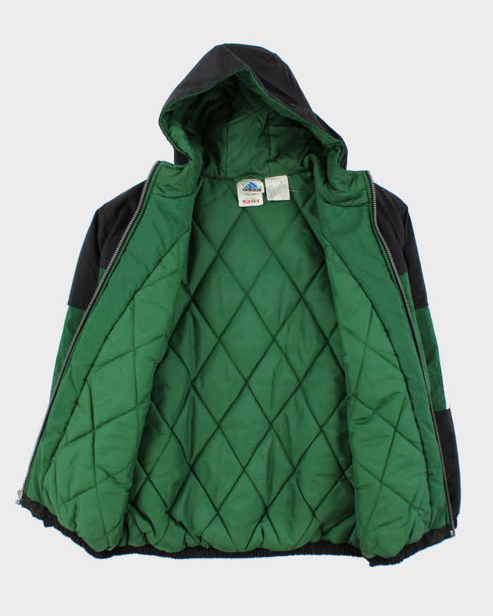 Vintage 1990s Adidas Two Tone Quilted Hooded Jacket - Youth L
