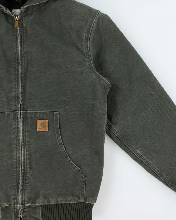 Vintage Y2K 2006 Carhartt J130 Moss Green Sandstone Quilt Lined Duck Canvas Workwear Jacket - Youth XL