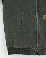 Vintage Y2K 2006 Carhartt J130 Moss Green Sandstone Quilt Lined Duck Canvas Workwear Jacket - Youth XL
