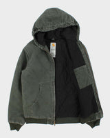 Vintage Y2K 2006 Carhartt J130 Moss Green Sandstone Quilt Lined Duck Canvas Workwear Jacket - Youth XL