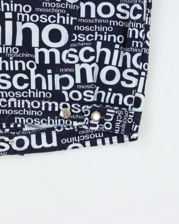 Vintage 1996 Moschino 'Off Key' Print Sleeveless Denim Jacket - Youth XL