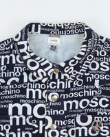 Vintage 1996 Moschino 'Off Key' Print Sleeveless Denim Jacket - Youth XL