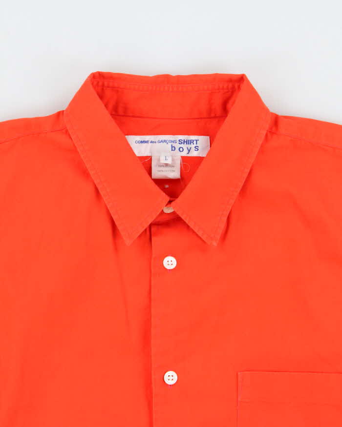 Vintage Comme Des Garcons Boys Bright Orange Long Sleeve Shirt - Youth L