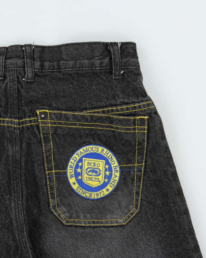 Vintage Y2K 00s Ecko UNLTD Loose Fit Contrast Stitch Raw Denim Shorts - Youth W28