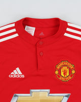 2017-18 Adidas Manchester United FC Climacool Long Sleeve Home Shirt - Youth L