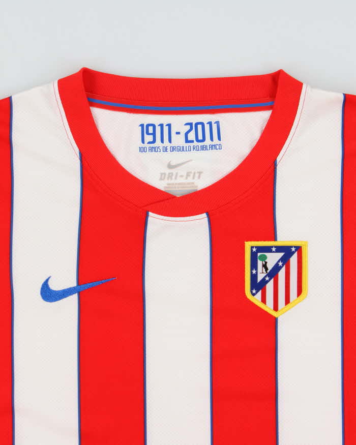 Vintage 2011-2012 Nike Athletico Madrid FC 100 Year Anniversary Home Shirt - Youth XL