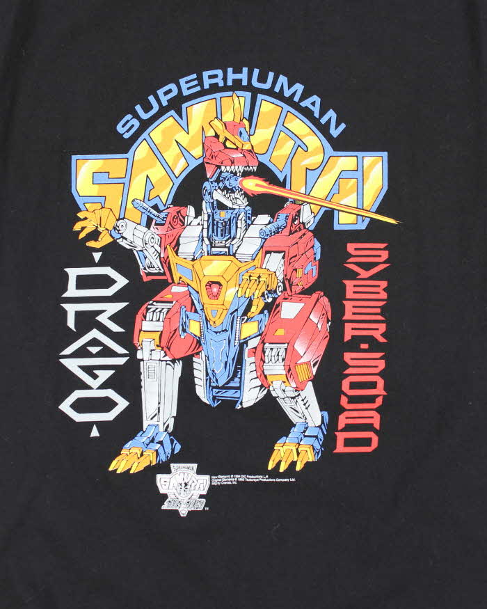 Vintage 90s Super Human Samurai Syber-Squad Single Stitch T-shirt - L