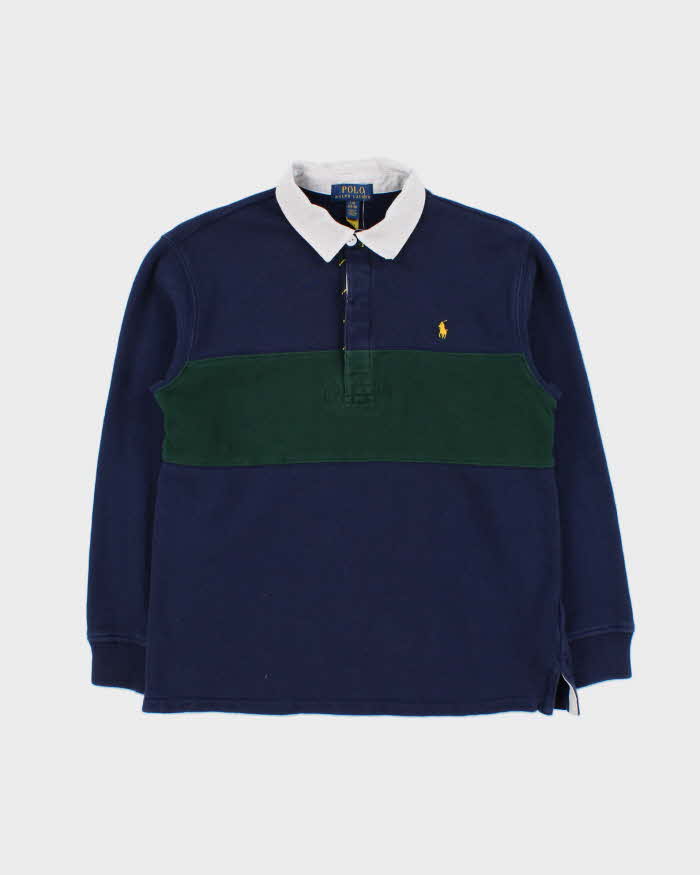 Vintage Polo Ralph Lauren Navy Rugby Shirt - Youth L