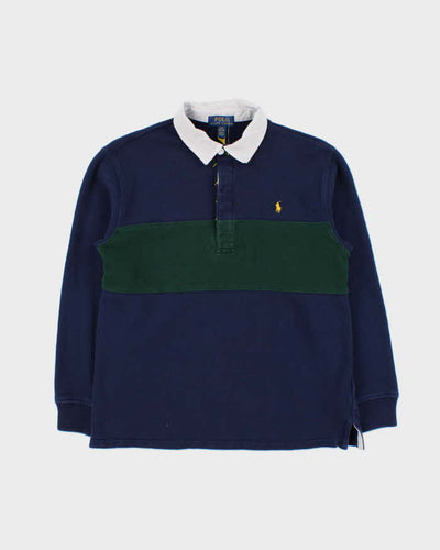 Vintage Polo Ralph Lauren Navy Rugby Shirt - Youth L
