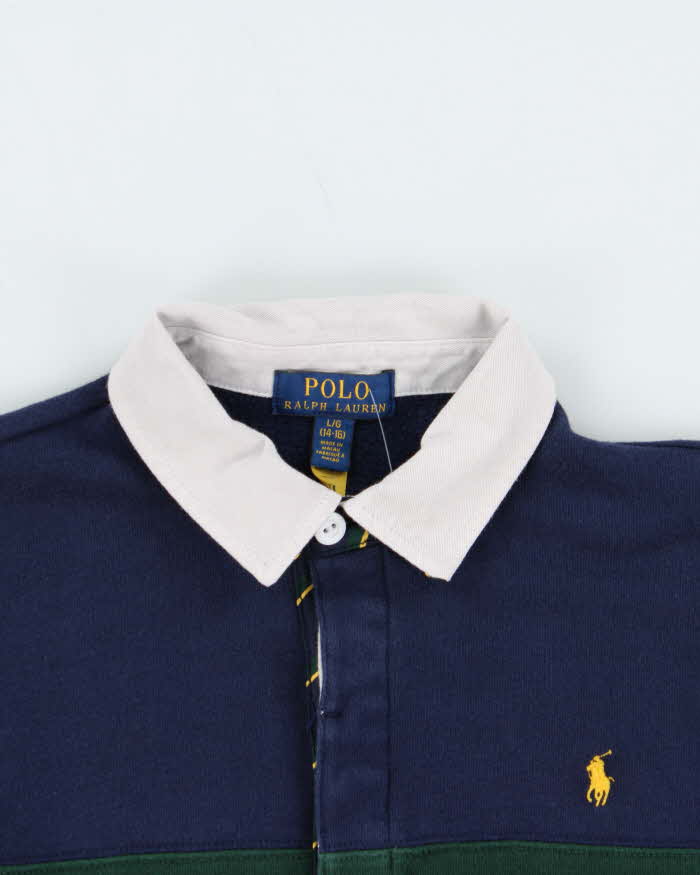 Vintage Polo Ralph Lauren Navy Rugby Shirt - Youth L