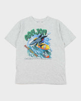 Vintage 1995 Ron Jon Surf Shop Marl Grey Anvil Made In USA Single Stitch Crewneck T-Shirt - Youth XL