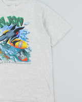 Vintage 1995 Ron Jon Surf Shop Marl Grey Anvil Made In USA Single Stitch Crewneck T-Shirt - Youth XL